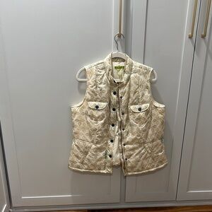 Cream Quilted Vest with Button Details